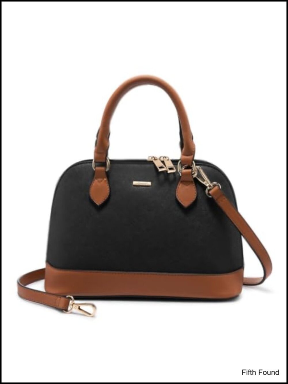 Faux Leather Crossbody Dome Satchel Handbag with Double Zip